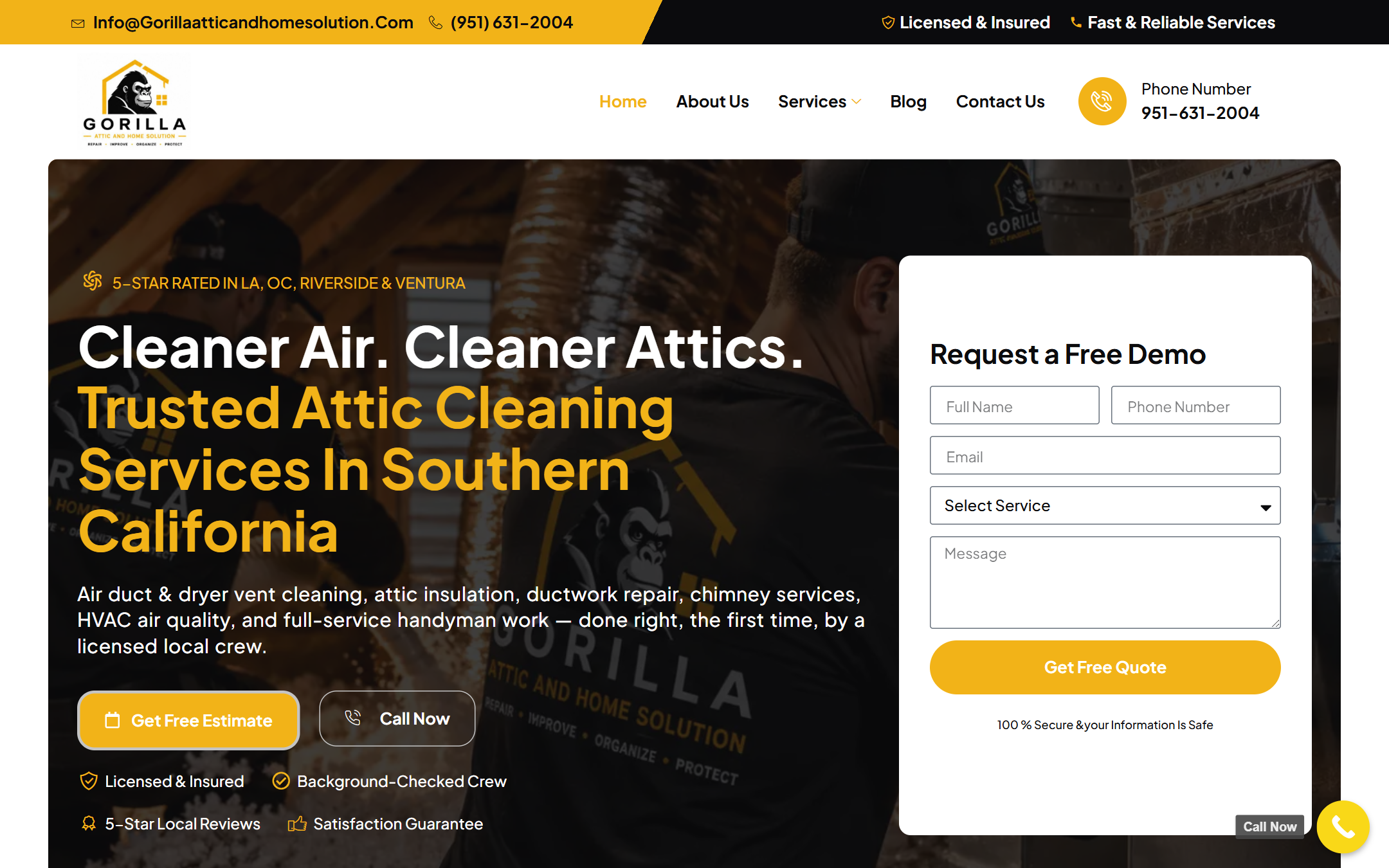 Gorilla Attic & Home Solutions - Commercial Web Design by K.V.S. Manikanta (homepage Preview)