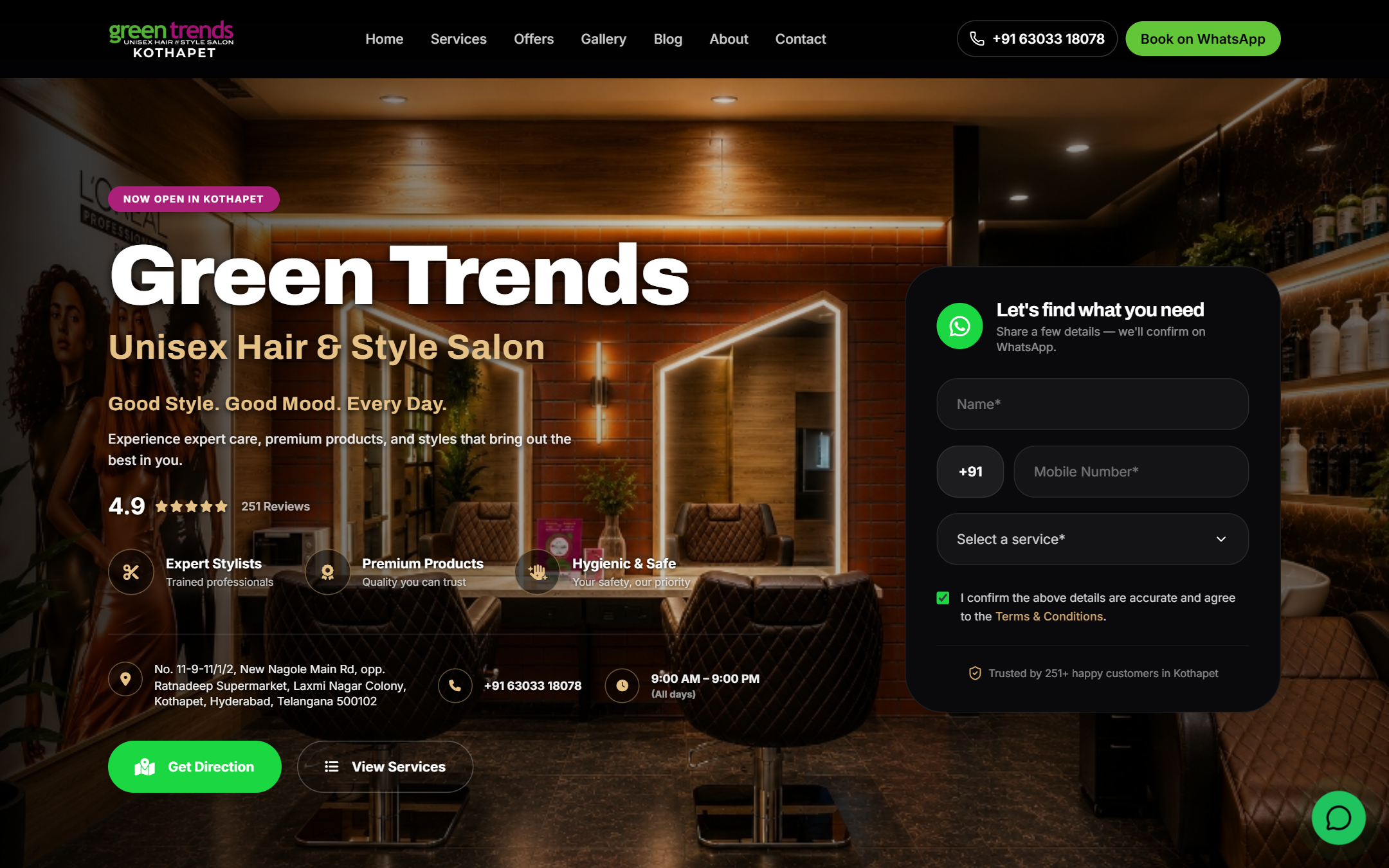 Green Trends Kothapet - Commercial Web Design by K.V.S. Manikanta (homepage Preview)