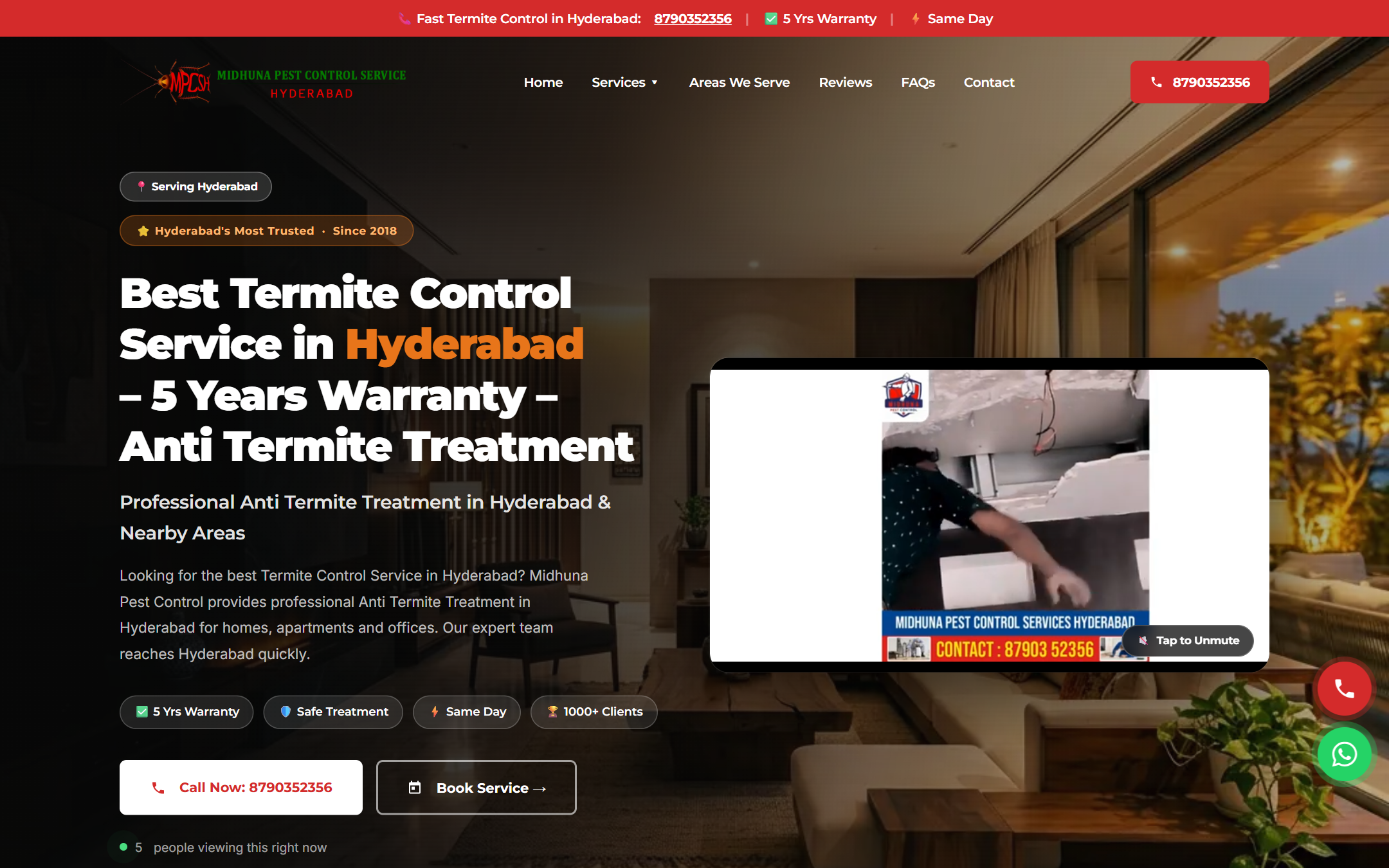 Midhuna Pest Control - Commercial Web Design by K.V.S. Manikanta (homepage Preview)