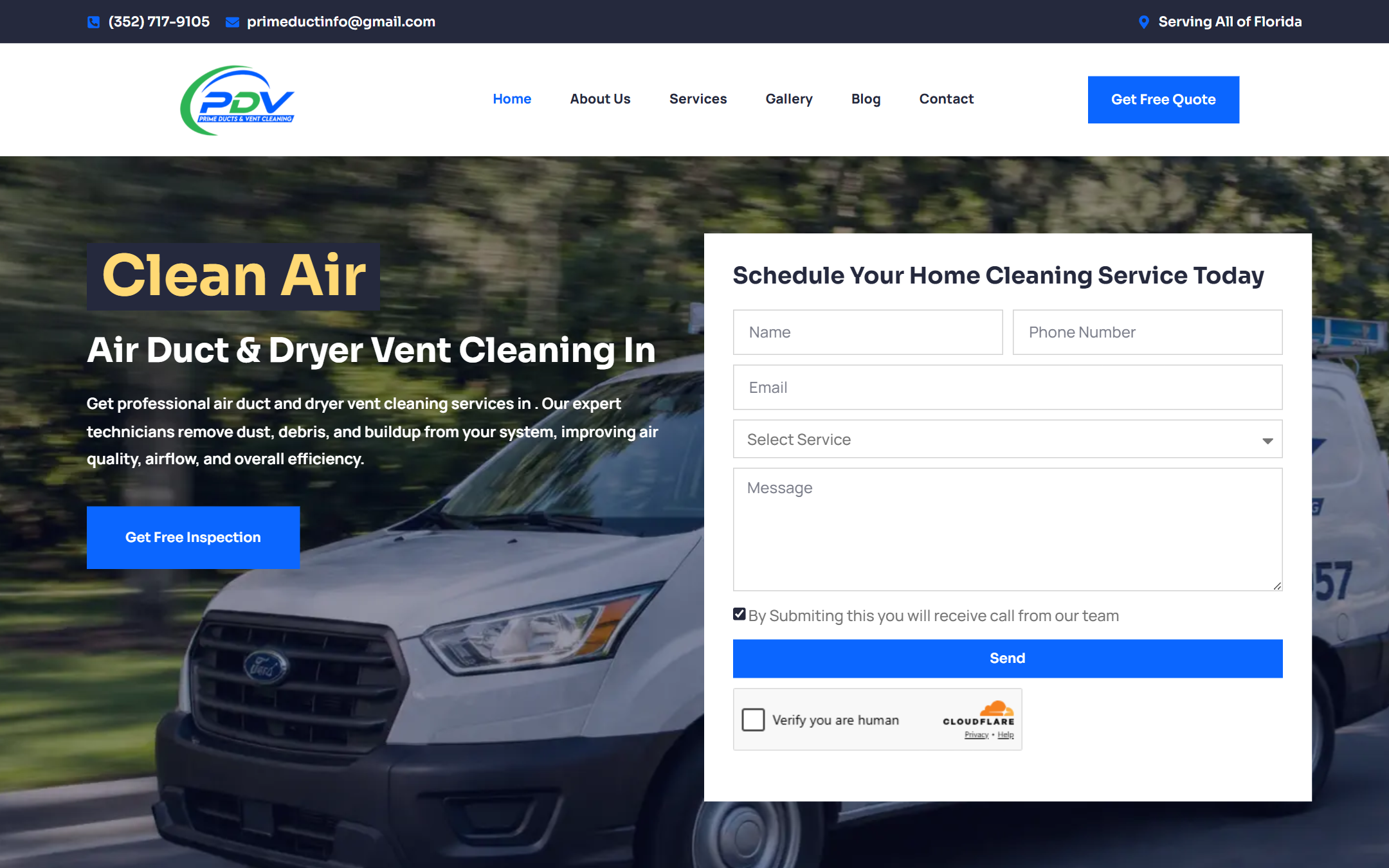 Prime Duct Vents (Pro Steamers Florida) - Commercial Web Design by K.V.S. Manikanta (homepage Preview)