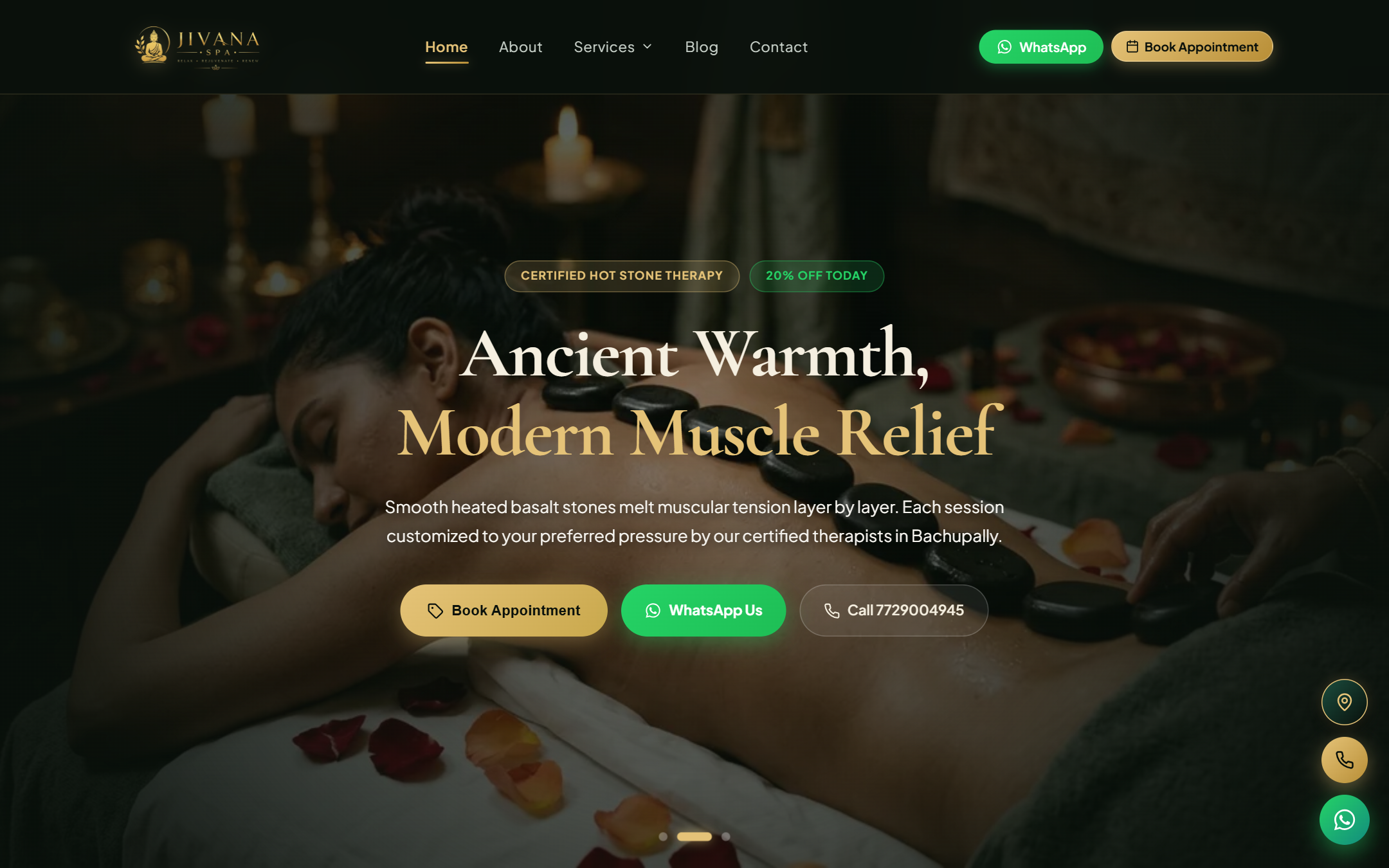 The Jivana Spa - Commercial Web Design by K.V.S. Manikanta (homepage Preview)