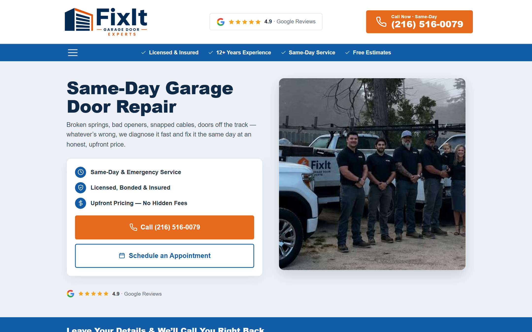 FixIt Garage Door Services - Commercial Web Design by K.V.S. Manikanta (homepage Preview)