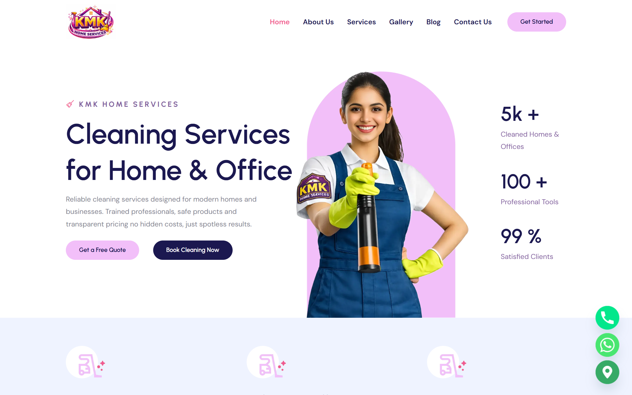 KMK Home Services - Commercial Web Design by K.V.S. Manikanta (homepage Preview)