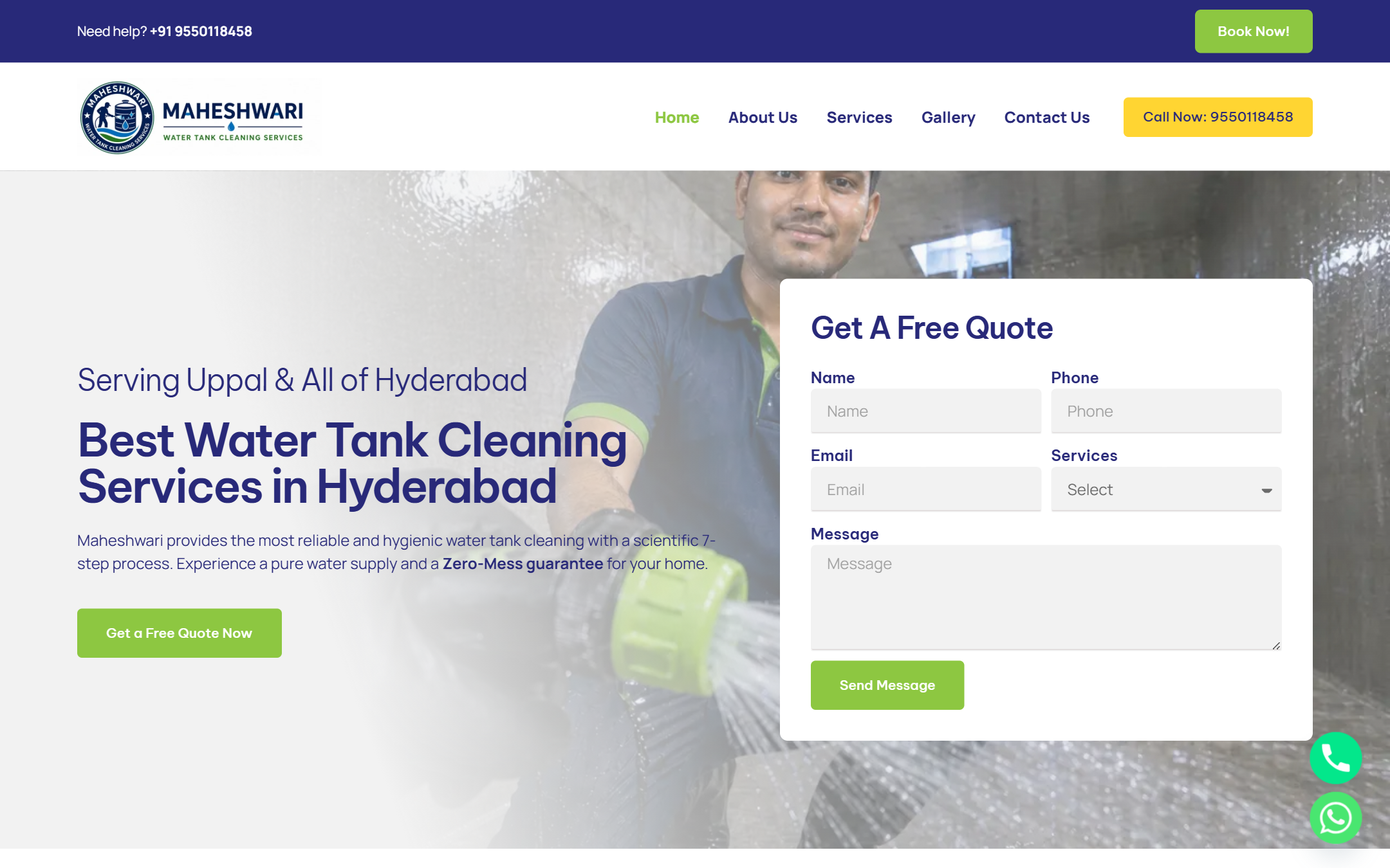 Maheshwari Water Tank Cleaning Services - Commercial Web Design by K.V.S. Manikanta (homepage Preview)