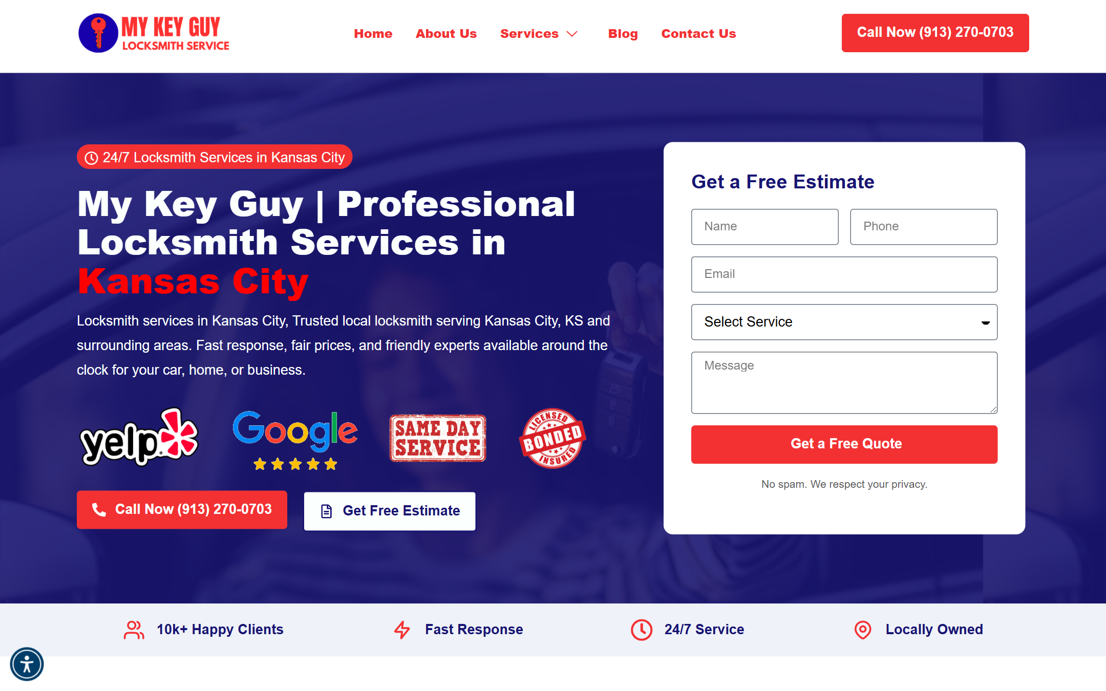 My Key Guy - Commercial Web Design by K.V.S. Manikanta (homepage Preview)