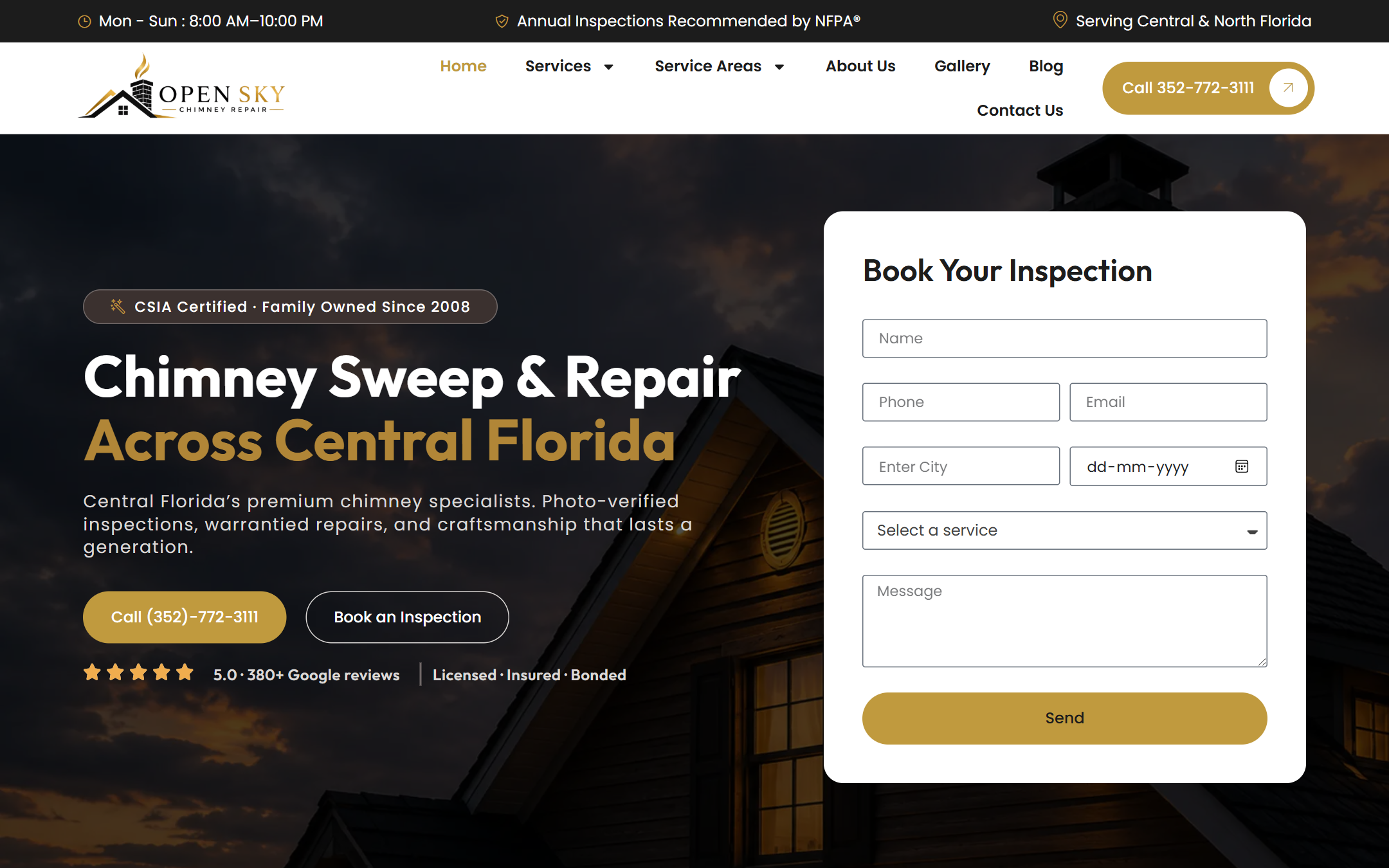 Open Sky Chimney Repair - Commercial Web Design by K.V.S. Manikanta (homepage Preview)