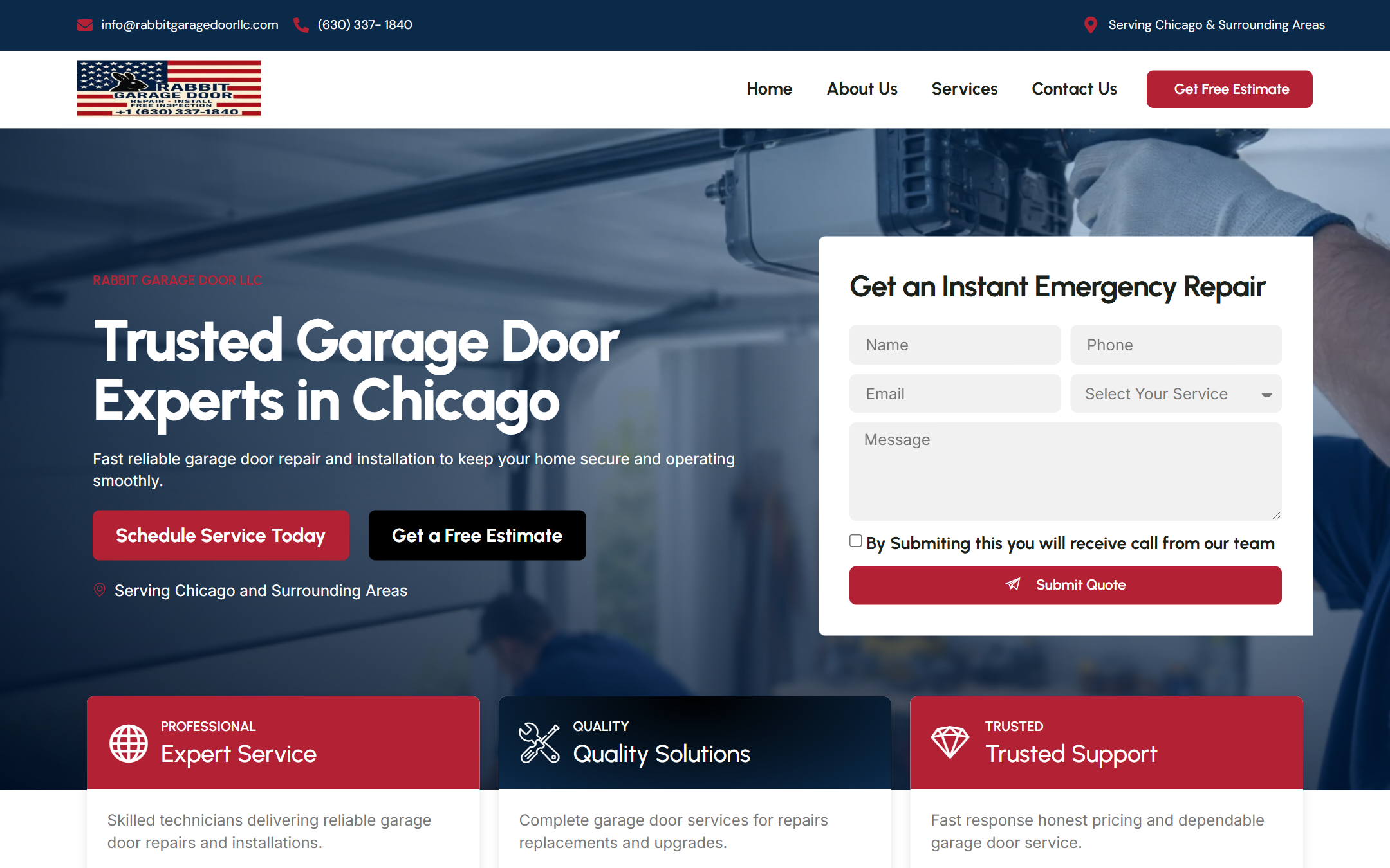 Rabbit Garage Door LLC - Commercial Web Design by K.V.S. Manikanta (homepage Preview)