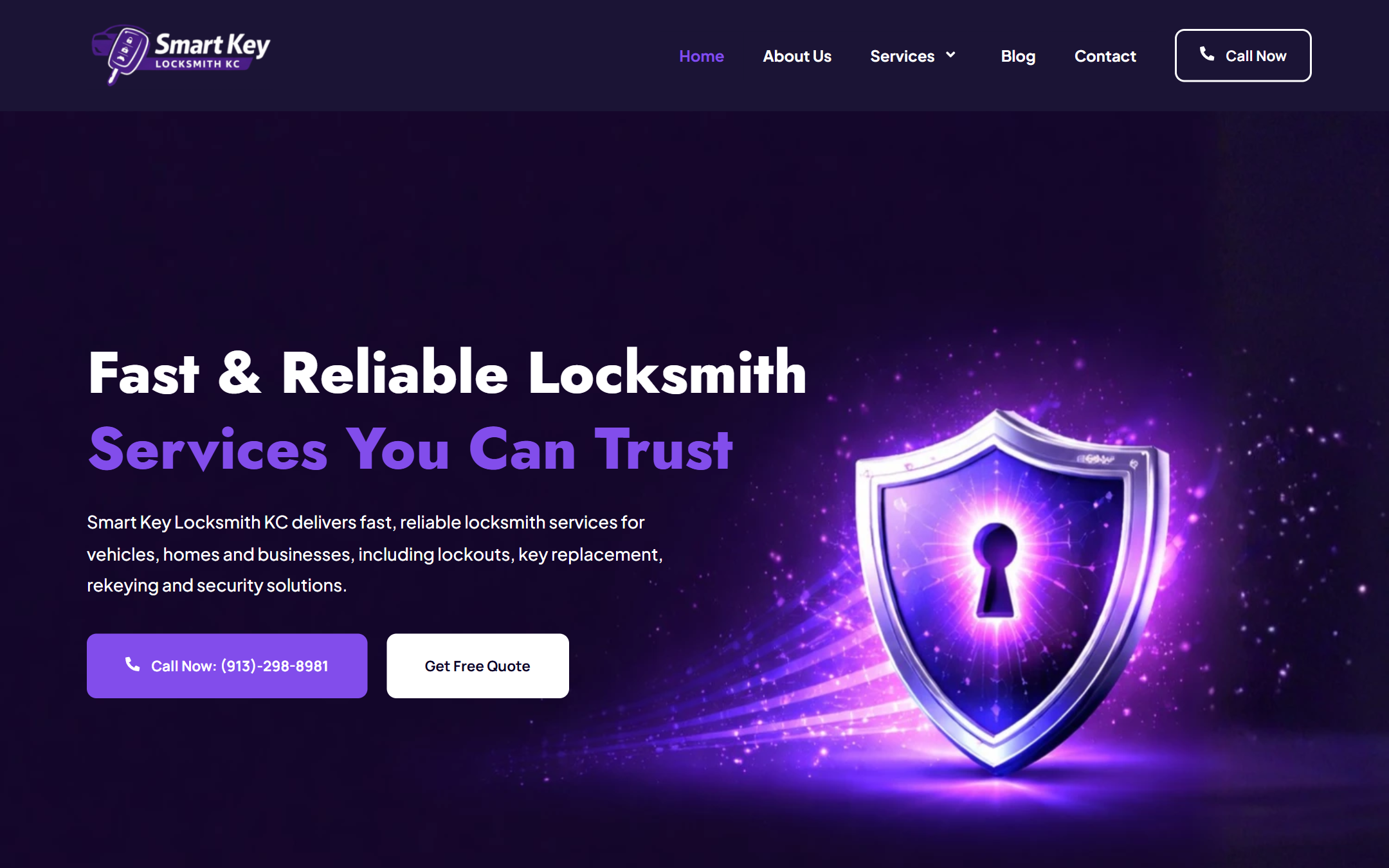 Smart Key Locksmith KC - Commercial Web Design by K.V.S. Manikanta (homepage Preview)